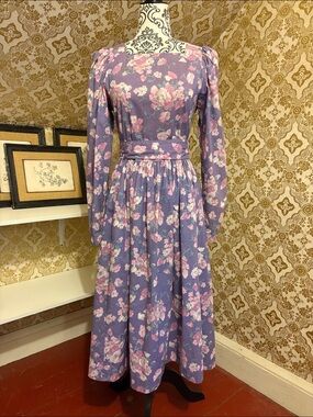 Laura Ashley Lavender Floral Blouse with Mint Accents